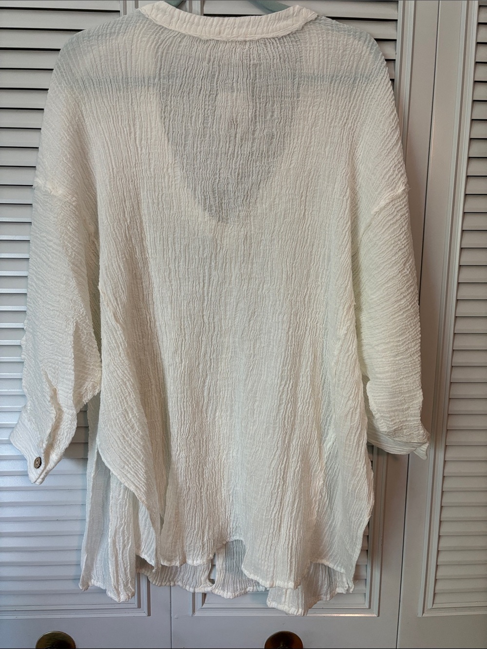 NWT Freepeople Intimately Relaxed Crinkle White Button-Front Women's Top Size L - Picture 4 of 8